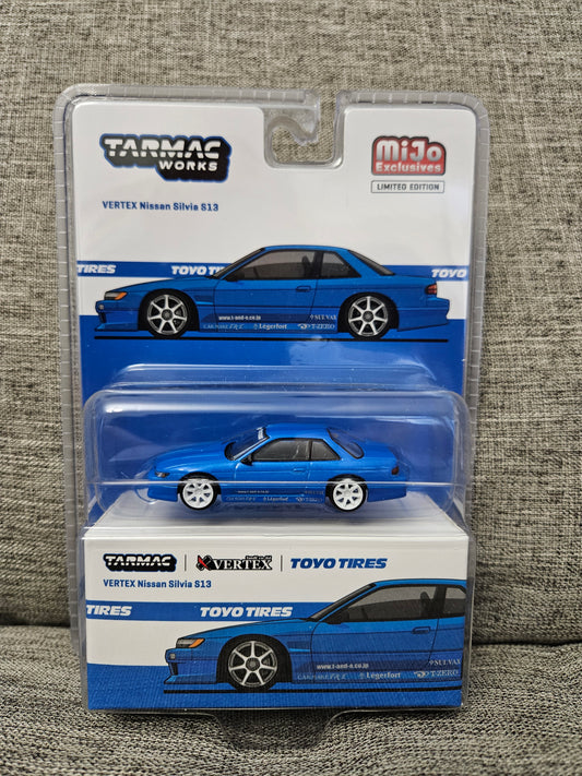 Tarmac Works 1:64 VERTEX Nissan Silvia S13 TOYO TIRES – Blue Metallic