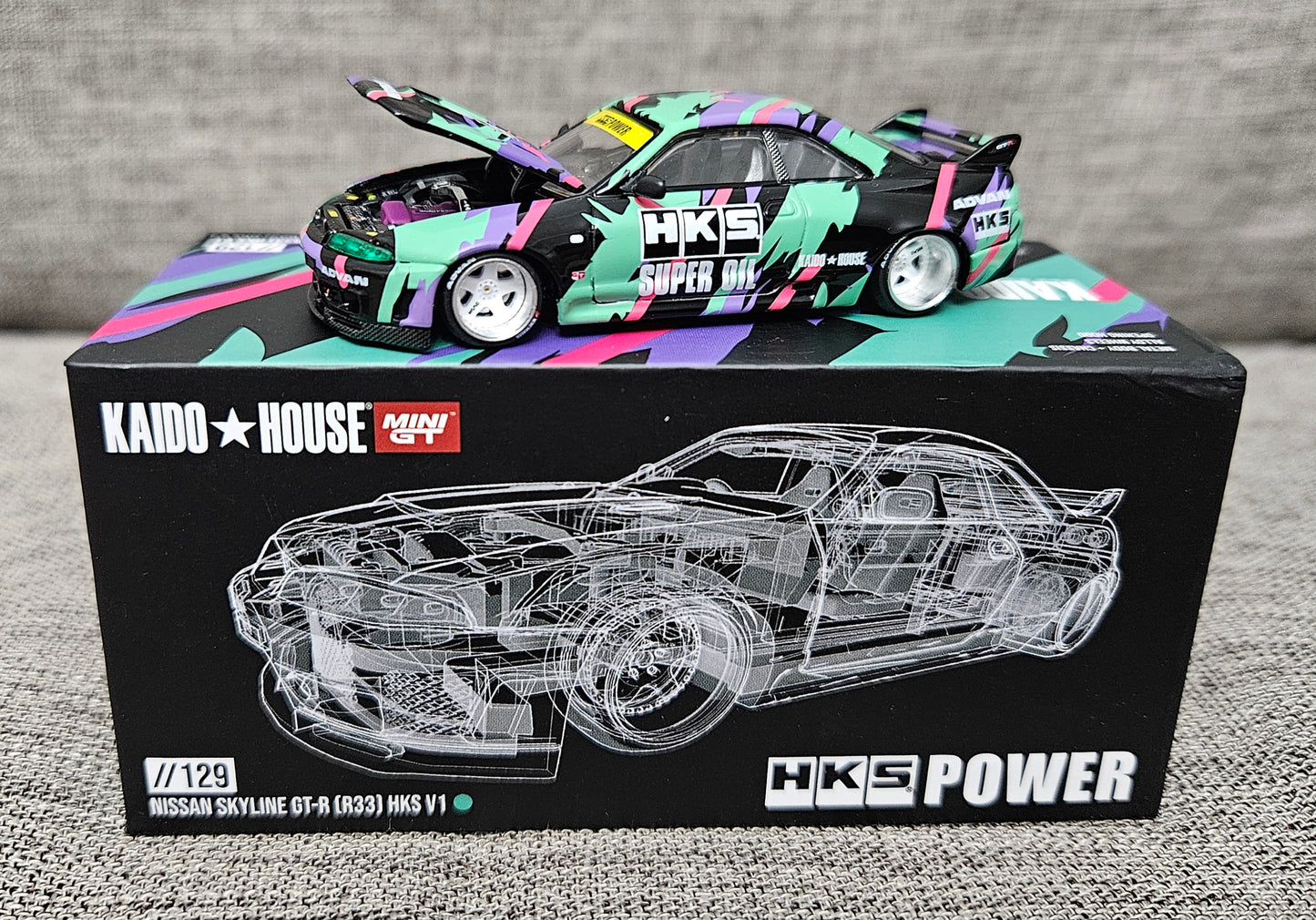 Mini GT x Kaido House 1:64 Nissan GT-R (R33) HKS V1 KHMG129