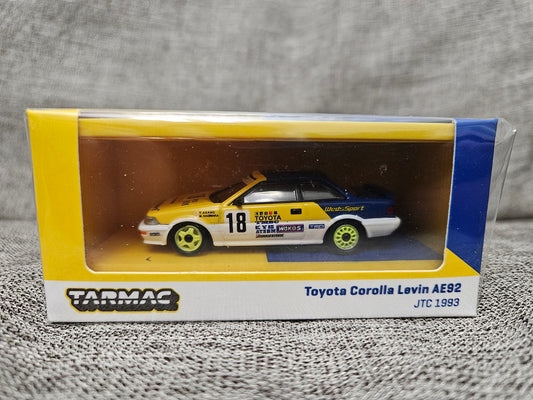 1:64 1993 Toyota Corolla Levin AE92 by Tarmac Works T64-03693JTC18 Model RaceCar