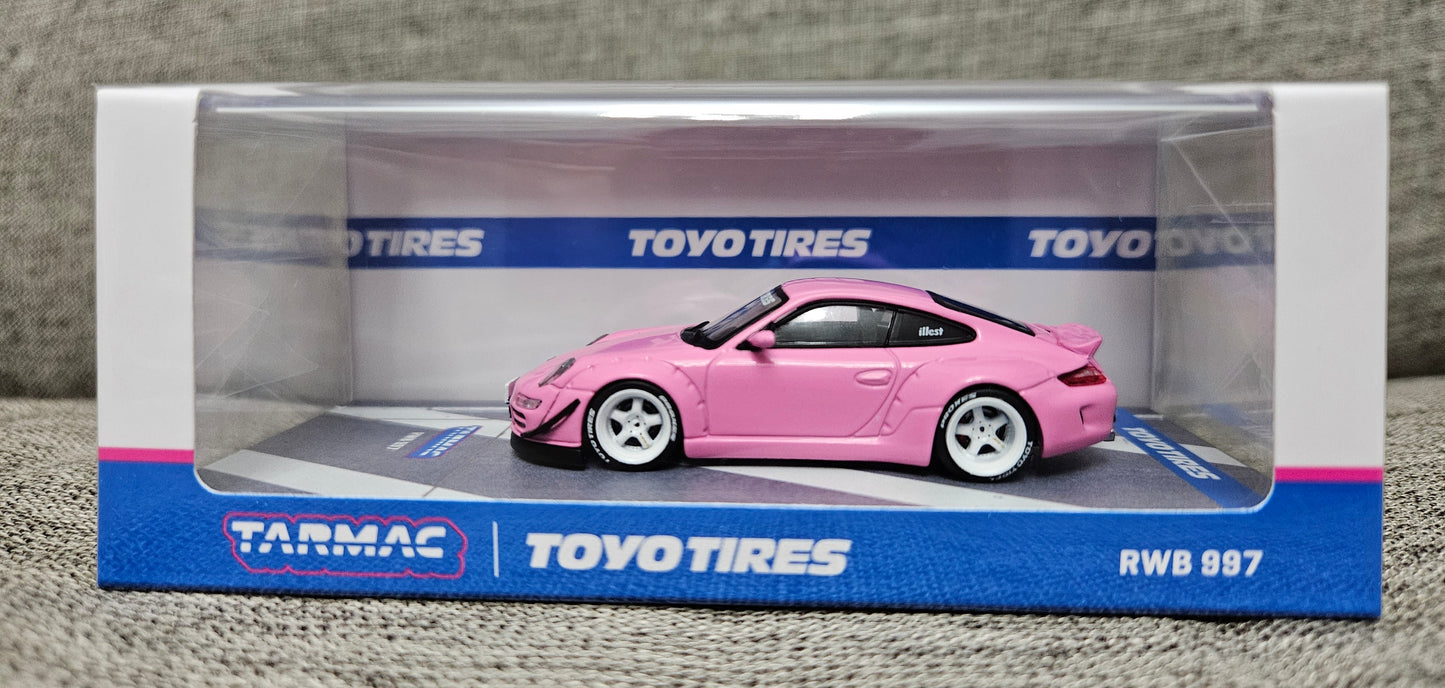 Tarmac Works Hobby64 Pink Porsche RWB 997 Toyo Tires