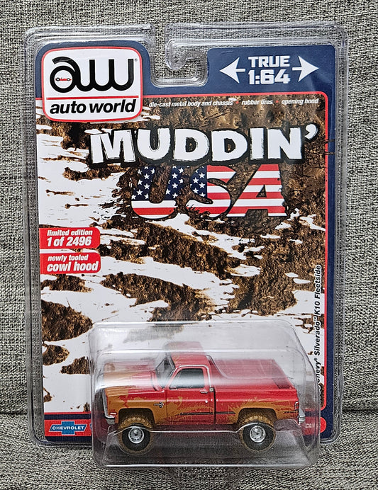 Auto World 1:64 2022 Muddin' USA R1: Lifted Muddy 1983 CHEVROLET SILVERADO K10