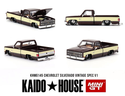Mini GT x Kaido House 1:64 Chevrolet Silverado KAIDO Vintage Spec V1 Brown #145